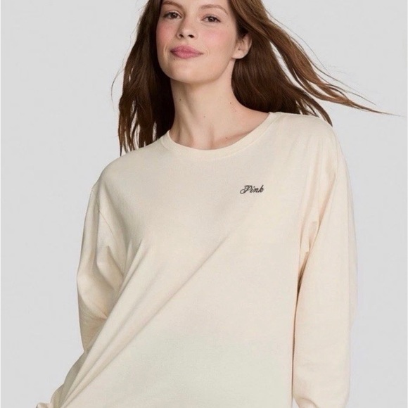 PINK Victoria's Secret Beige Long Sleeve Tee - Picture 2 of 2